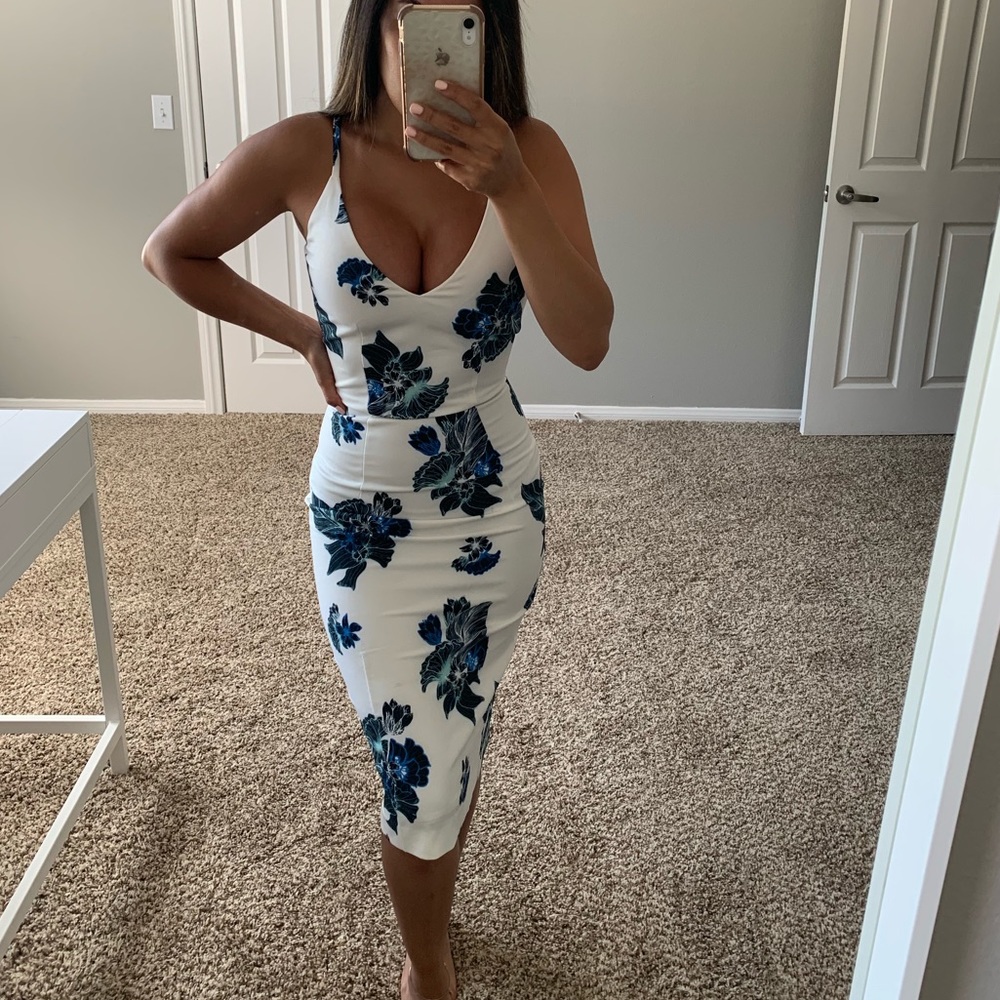 White & Blue Floral H&M Dress